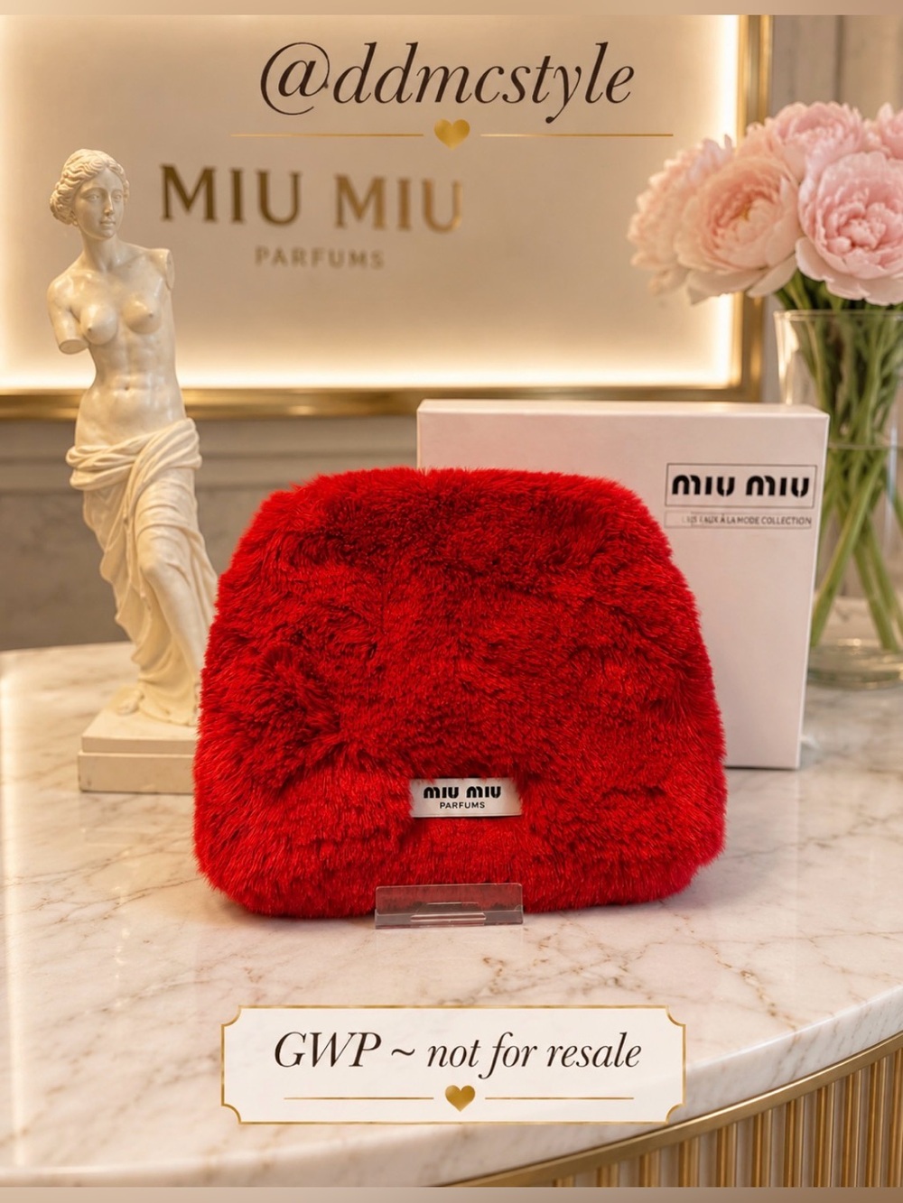 Miu Miu Parfum Red Faux Fur Cosmetic Pouch